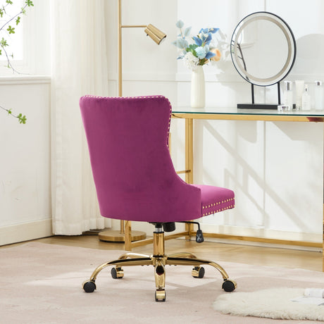 Office Chair Modern Velvet Upholstered Tufted Button (Purple) HouseOfZazla