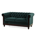 Chesterfield Loveseat Sofa, 2 Person Rolled Arm Upholstered Couch HouseOfZazla