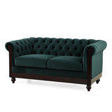 Chesterfield Loveseat Sofa, 2 Person Rolled Arm Upholstered Couch