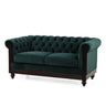 Chesterfield Loveseat Sofa, 2 Person Rolled Arm Upholstered Couch HouseOfZazla