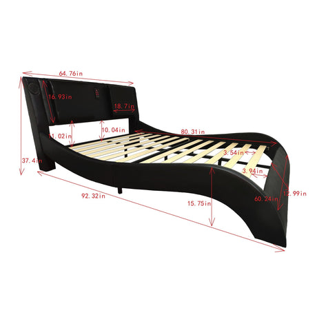 Platform Bed Frame With LED Lighting, Bluetooth Music, Vibration Massage HouseOfZazla