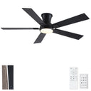 Low Profile Flush Mount Intergrated LED Ceiling Fan With Light And Reversible Quiet Motor HouseOfZazla