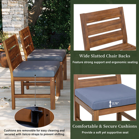 U_STYLE Farmhouse 5-Piece Outdoor Patio Dining Set with Adjustable Legs HouseOfZazla