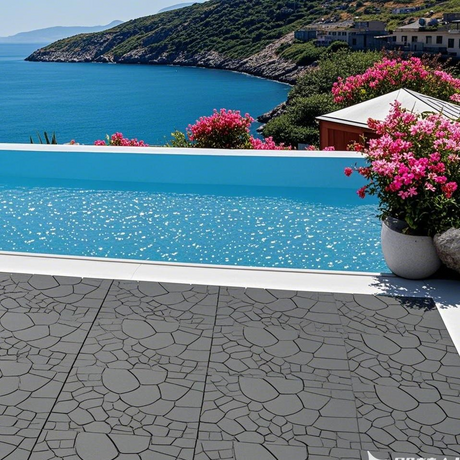 Stone Texture 12" Patio Deck Tiles - 44pcs HouseOfZazla