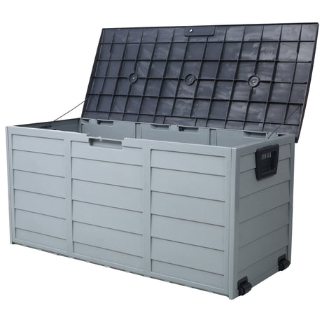 All Weather UV Pool Deck Box Storage Shed Bin with Wheels HouseOfZazla