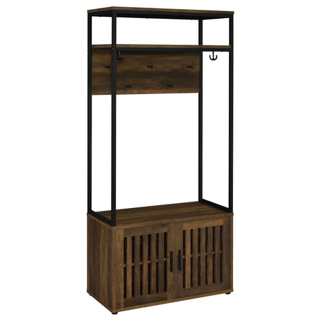 Flora - 2 Door Coat Rack Hall Tree Storage Bench And Multi Functional Storage - Natural HouseOfZazla