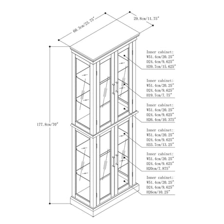 Lighted Curio Cabinet With Adjustable Shelves and Mirrored Back Panel HouseOfZazla