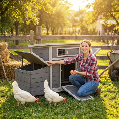 Large Chicken Coop Outdoor Hen House & Dual Nesting Boxes HouseOfZazla