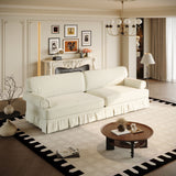 Luxuriously Comfortable Cloud Couch Sofa With Elegant Rolled Arms & Pleated Skirt Design