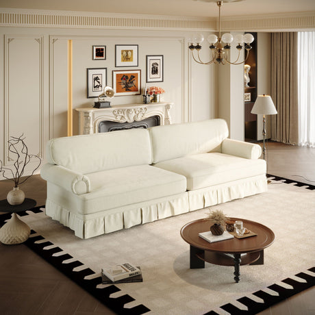 Luxuriously Comfortable Cloud Couch Sofa With Elegant Rolled Arms & Pleated Skirt Design HouseOfZazla