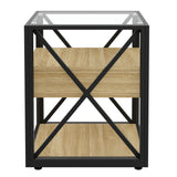 Set of 2 Modern End Tables with Drawer - Nightstands for Bedroom & Living Room