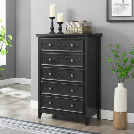 Modern 5-Drawer Black Dresser for Living Room Storage HouseOfZazla