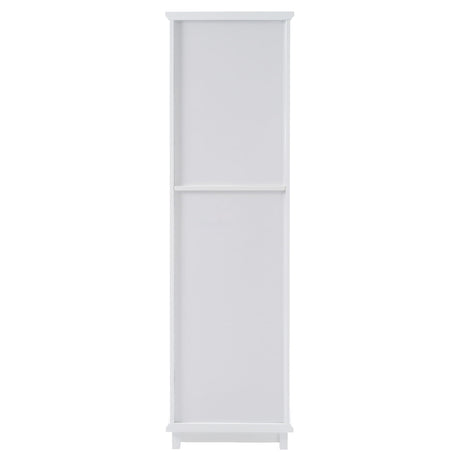 Tall Bathroom Storage Cabinet With Glass Doors, Free-Standing, Two Drawers, And Adjustable Shelves, Board, Painted Perfect For Displaying Your Favorite Items HouseOfZazla