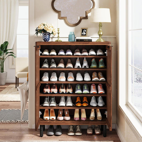 6 Tier Shoe Cabinet With Louvered Doors HouseOfZazla