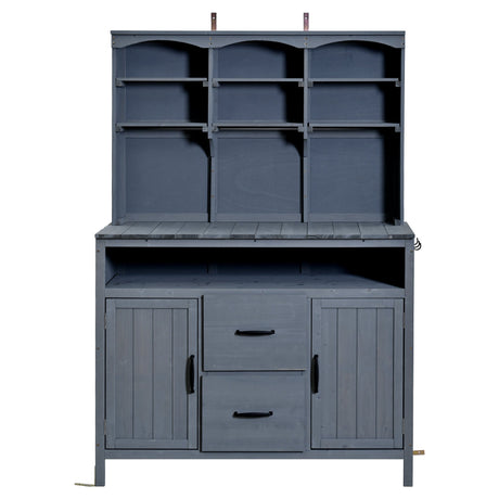 TOPMAX Large Fir Wood Potting Bench with Hutch and Storage HouseOfZazla