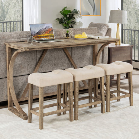 Bar Table Set With 3 Padded Stools HouseOfZazla