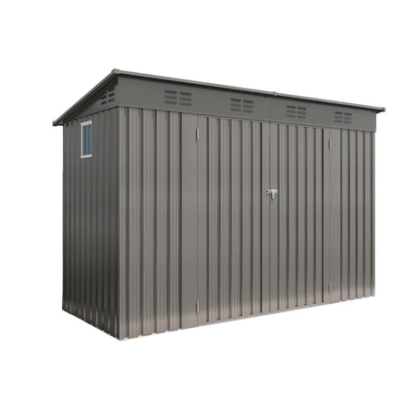Outdoor Storage Shed, Tool House With Sloping Roof, 6 Vents And 2 Swing Doors For Backyard - Gray HouseOfZazla