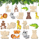 36 Pack Unfinished Wood Animal Jungle Cutouts Jungle Animal Crafts Jungle Animal Wooden Shapes Crocodile Lion Monkey Elephant Tiger Giraffe WoodArtSupply