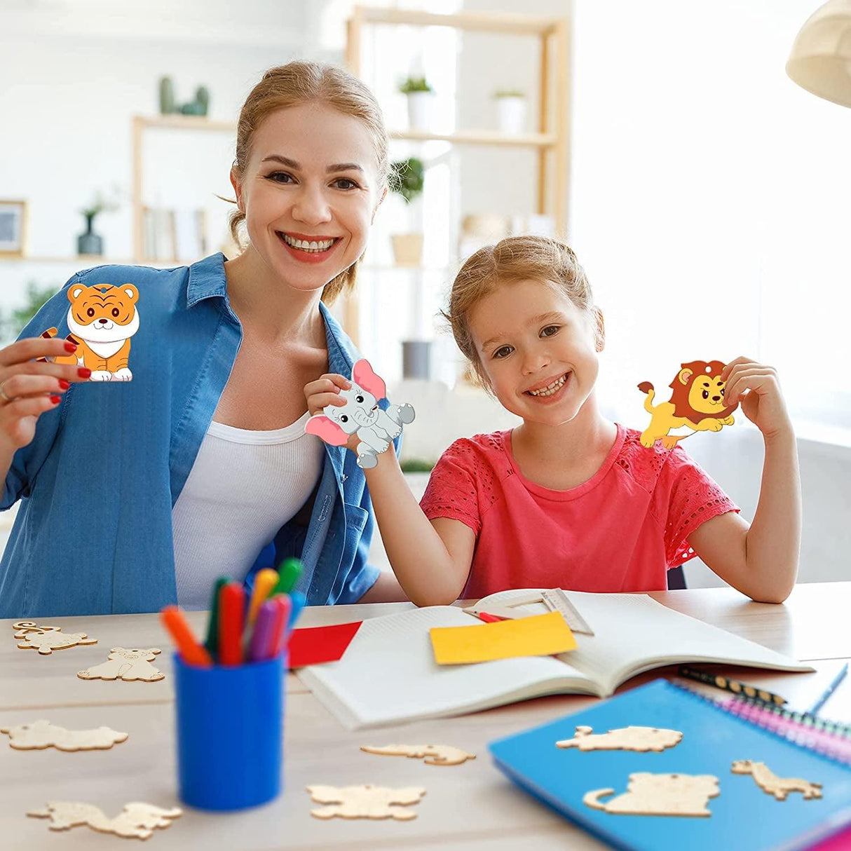 36 Pack Unfinished Wood Animal Jungle Cutouts Jungle Animal Crafts Jungle Animal Wooden Shapes Crocodile Lion Monkey Elephant Tiger Giraffe WoodArtSupply