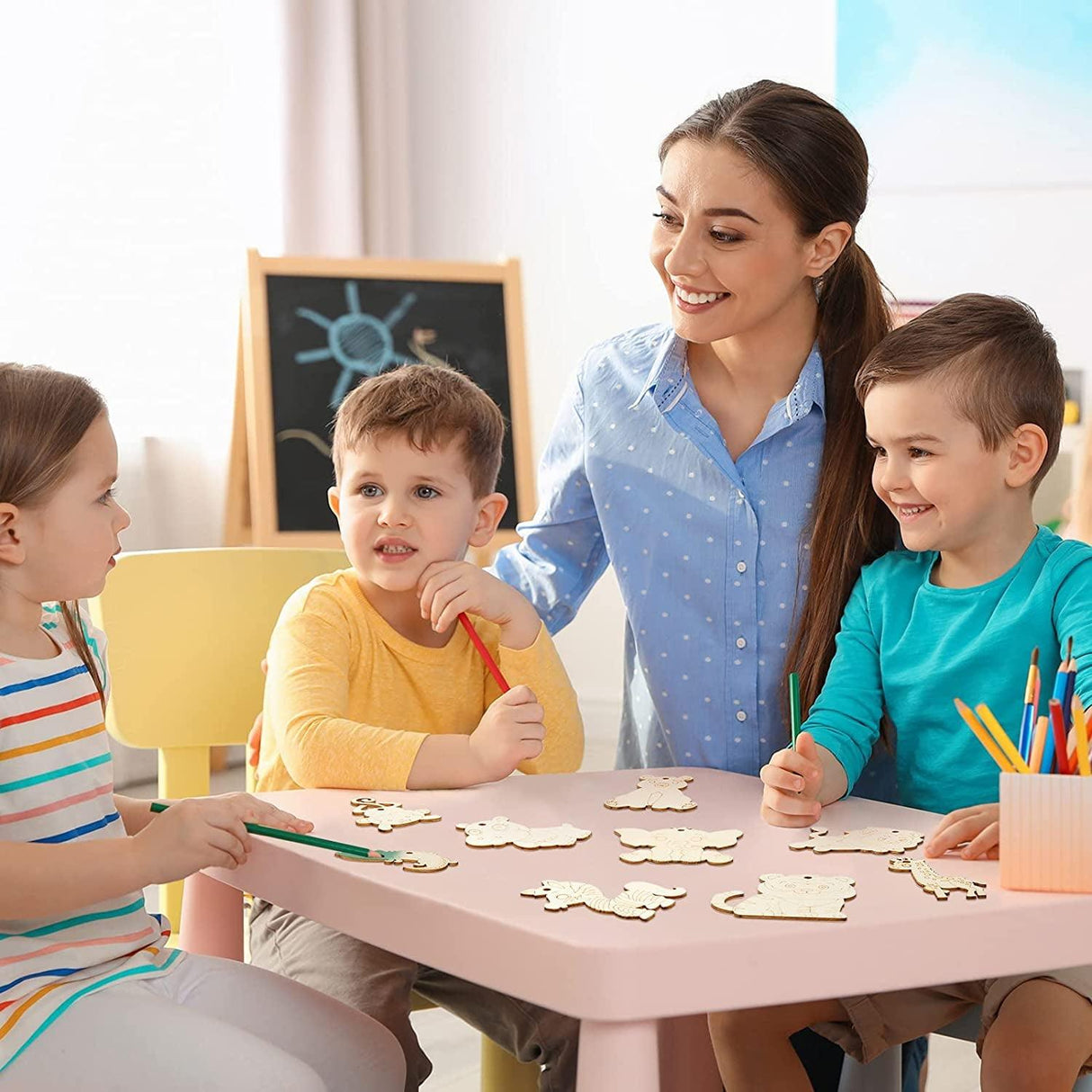 36 Pack Unfinished Wood Animal Jungle Cutouts Jungle Animal Crafts Jungle Animal Wooden Shapes Crocodile Lion Monkey Elephant Tiger Giraffe WoodArtSupply