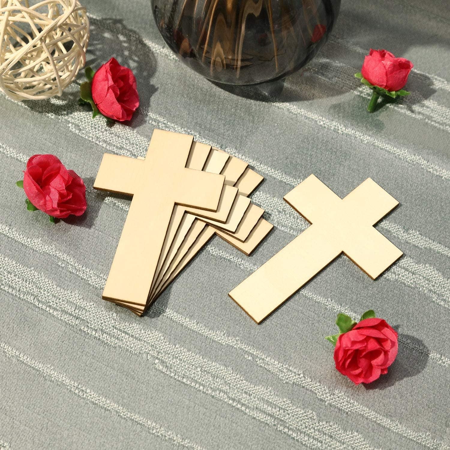 36 Pieces Blank Wood Cutouts Unfinished Cross Shaped Wooden Pieces for DIY Arts Craft Project, Decor WoodArtSupply