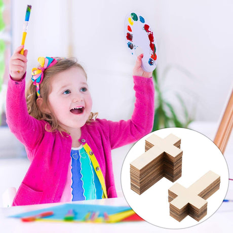 36 Pieces Blank Wood Cutouts Unfinished Cross Shaped Wooden Pieces for DIY Arts Craft Project, Decor WoodArtSupply