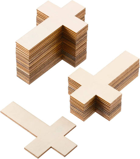 36 Pieces Blank Wood Cutouts Unfinished Cross Shaped Wooden Pieces for DIY Arts Craft Project, Decor WoodArtSupply