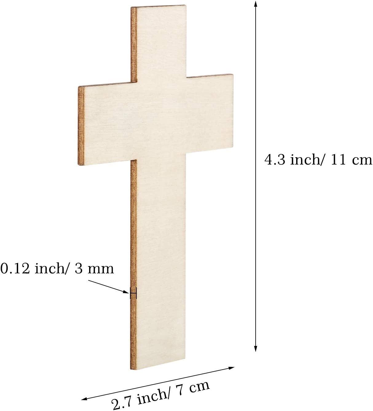 36 Pieces Blank Wood Cutouts Unfinished Cross Shaped Wooden Pieces for DIY Arts Craft Project, Decor WoodArtSupply
