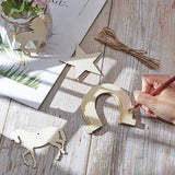 36 Pieces Unfinished Wooden Horse Cutouts Wood Discs Slices Horseshoes Star Animal Shaped Rope for Home DIY WoodArtSupply