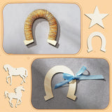 36 Pieces Unfinished Wooden Horse Cutouts Wood Discs Slices Horseshoes Star Animal Shaped Rope for Home DIY WoodArtSupply