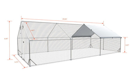 Large Metal Chicken Coop, Walk In Poultry Cage Hen Run House Rabbits Habitat Cage Spire Shaped Coop With Waterproof And Anti Ultraviolet Cover HouseOfZazla