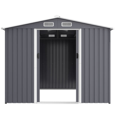 Outdoor Storage Shed Large Metal Tool Sheds, Heavy Duty Storage House With Sliding Doors HouseOfZazla