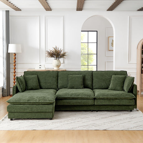 L-Shaped Sectional Sofa With Ottoman, Convertible 4 Seater Couch HouseOfZazla