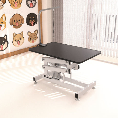 Hydraulic Dog Pet Grooming Table Heavy Duty Big Size Z-Lift Pet Grooming Table - Black / White HouseOfZazla