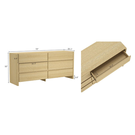 Linda - Double Wide Dresser With 6 Drawers HouseOfZazla