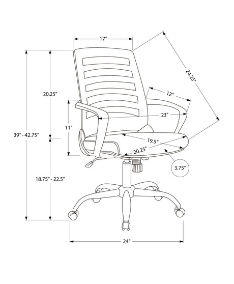 Office Chair, Adjustable Height, Swivel, Ergonomic, Armrests HouseOfZazla