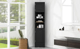 Multi-Functional Corner Cabinet Tall Bathroom Storage Cabinet with Two Doors and Adjustable Shelves, Open Shelf