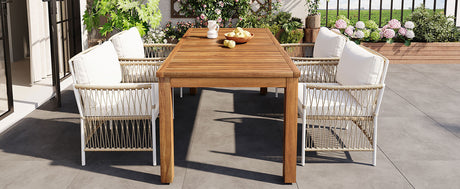 TOPMAX Patio 5pcs Wooden Dining Table Set HouseOfZazla