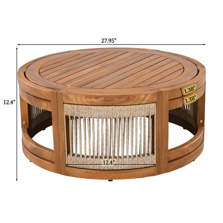 27.95" Acacia Wood Outdoor Coffee Table with Handwoven Rope Accent HouseOfZazla