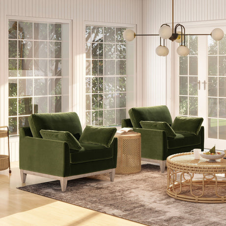 Pasadena - Wide Modern Farmhouse Accent Arm Chair - Olive Green HouseOfZazla