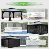 12'x16' Hardtop Gazebo with Resin Roof and Drainage Gutters