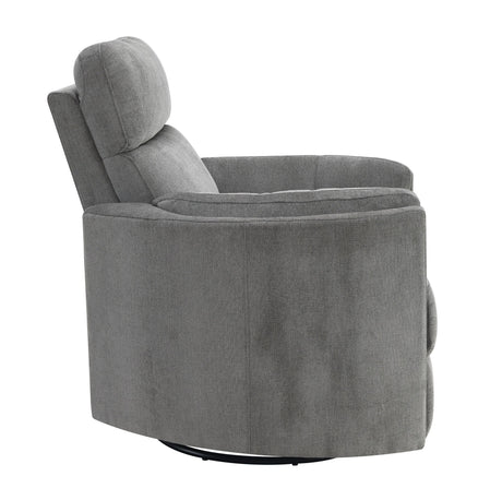 Sagen Charcoal Chenille Glider Recliner with Swivel HouseOfZazla