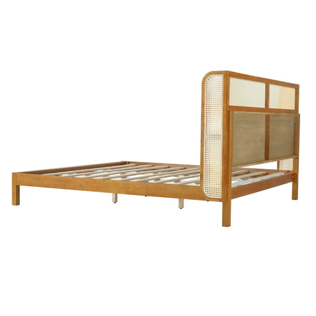 Premium Rubber Wood Platform Bed Frame with Headboard HouseOfZazla