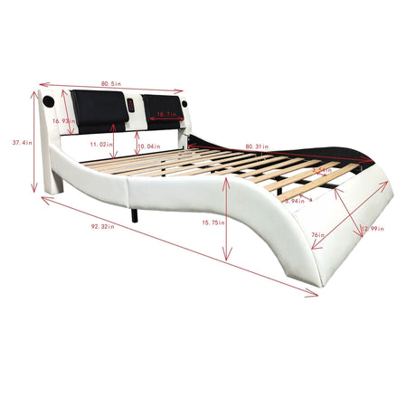 Platform Bed Frame With LED Lighting, Bluetooth Music, Vibration Massage HouseOfZazla