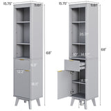 Tall Bathroom Storage Cabinet With Adjustable Shelves And 1 Drawer & Door