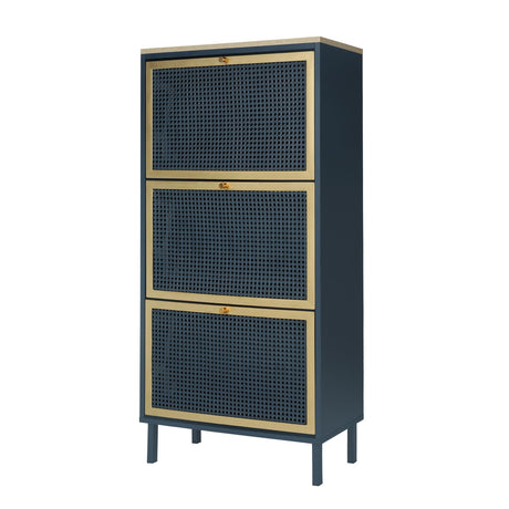 Modern Rattan 3 Door Shoe Rack Cabinet for Entryway HouseOfZazla