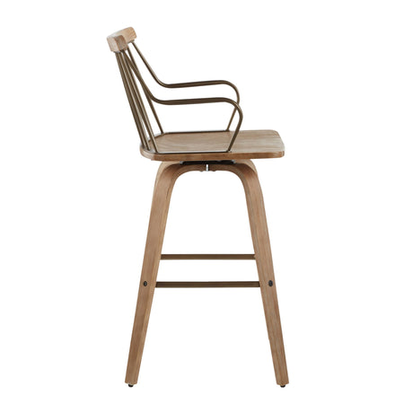 Preston - Farmhouse Counter Stool - White Washed / Antique Copper HouseOfZazla