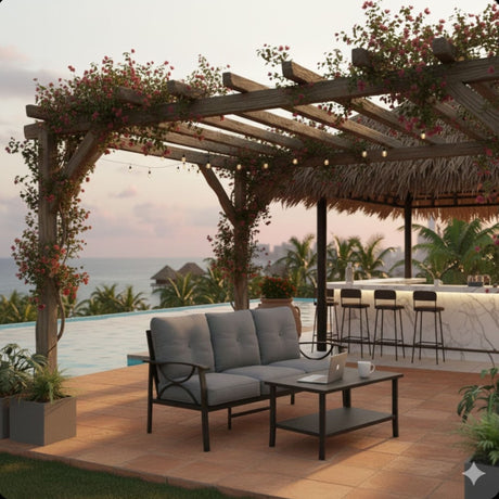 Patio Furniture Set with Coffee Table and Cushions for Backyard HouseOfZazla