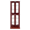 Corner Curio Dispaly Cabinet With Lights, Adjustable Tempered Glass Shelves, Mirrored Back (E26 Light Bulb Not Included) HouseOfZazla