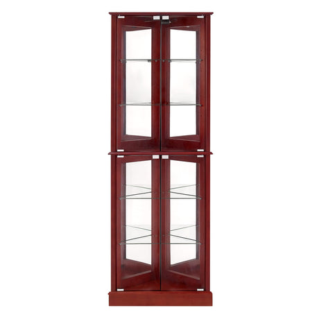 Corner Curio Dispaly Cabinet With Lights, Adjustable Tempered Glass Shelves, Mirrored Back (E26 Light Bulb Not Included) HouseOfZazla